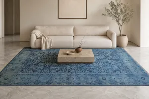 فرش دستباف سلطان آباد وینتج آبی در دکور