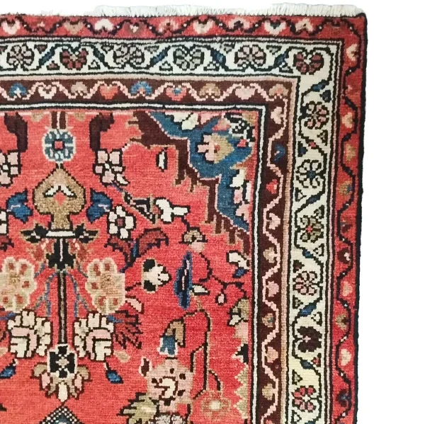 فرش کناره دستبافت همدان 3 متری با طرح سنتی گوشه